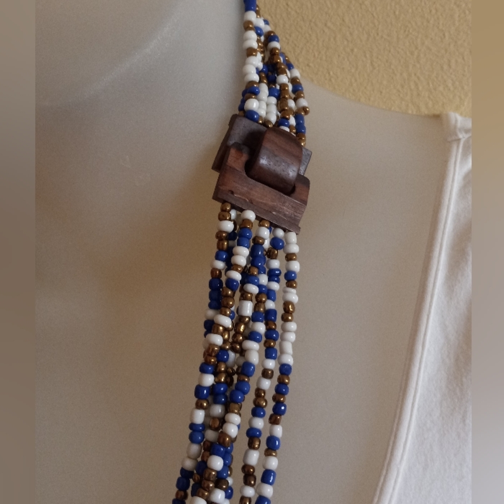 Multi Colored Glass Beads Statement Necklace - image 4